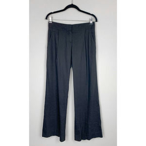Theory Wide Leg Linen Blend Office Work Pants Black Size 2